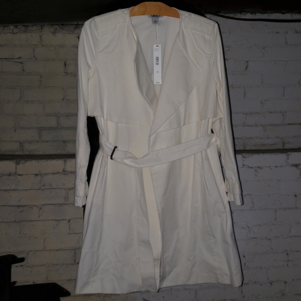 Dkny Trench White Coat